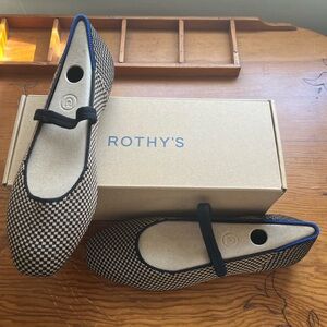 Rothy's Black and Cream Checkered Loafers